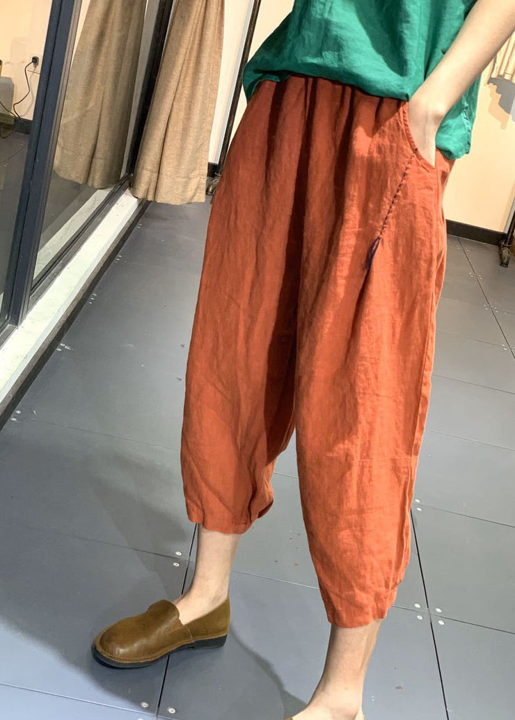 Handgefertigte orange elastische Taille orientalische Jogginghose