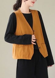 Handmade Orange Patchwork Button Cotton Waistcoat Sleeveless