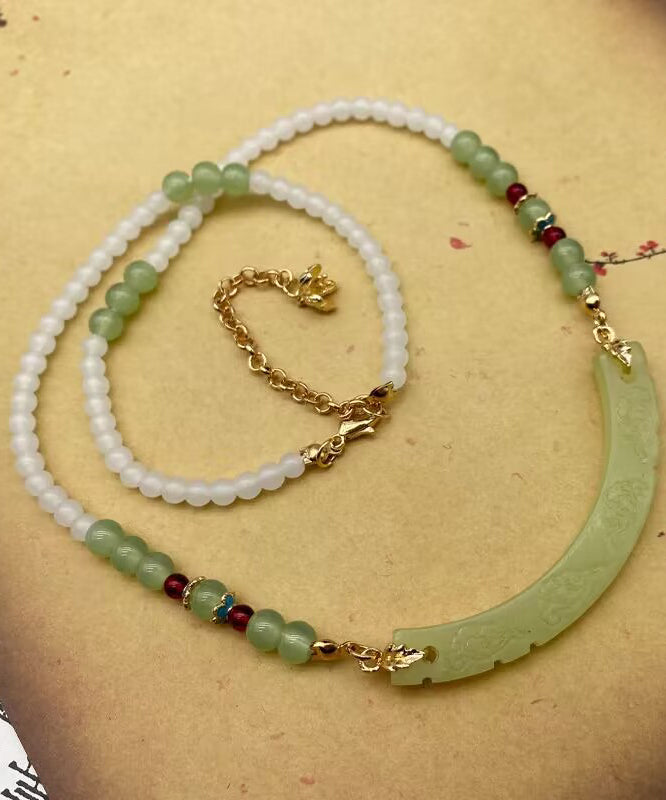 Handmade Original Design Patchwork Jade Necklace