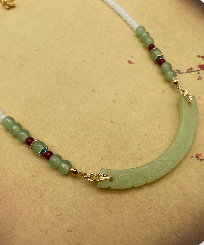 Handmade Original Design Patchwork Jade Necklace