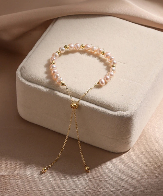 Handmade Original Design Pink Pearl 14K Gold Bracelet