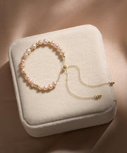 Handmade Original Design Pink Pearl 14K Gold Bracelet