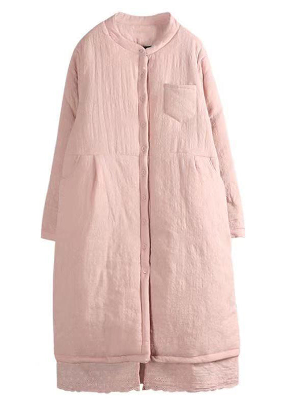 Handmade Pink Pockets Patchwork Fine Cotton Filled Coats Winter