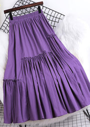 Handmade Purple Asymmetrical Ruffled Patchwork Chiffon A Line Skirts Summer