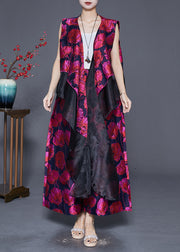 Handmade Purple Jacquard Asymmetrical Patchwork Silk Two Piece Set Outfits Fall