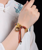 Handmade Rainbow Hand Knitting Cotton Thread Gesang Flower Charm Bracelet