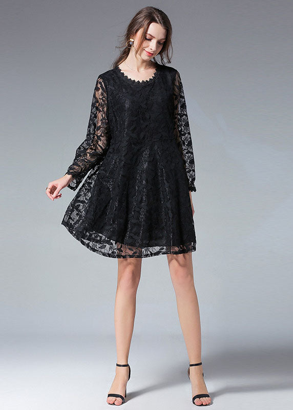 Elegant  Fall Lace Dress Plus Size Clothing