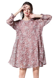 Elegant  Fall Lace Dress Plus Size Clothing