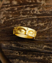 Handmade Retro Buddha Head 14K Gold Ring
