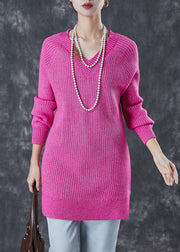 Handmade Rose V Neck Silm Fit Knit Dress Winter