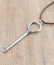 Handmade Silk Stainless Steel Key Pendant Necklace