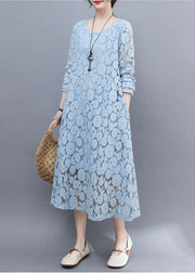 Handmade Sky Blue Oversized Lace Holiday Dress Summer