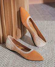 Handmade Splicing Flat Shoes Gradient Orange Knit Fabric