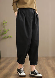 Handmade Spring Pants Women's Black Inspiration Button Down Jeans - SooLinen