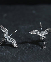 Handmade Sterling Silver Sculpture Crane Stud Earrings