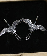 Handmade Sterling Silver Sculpture Crane Stud Earrings