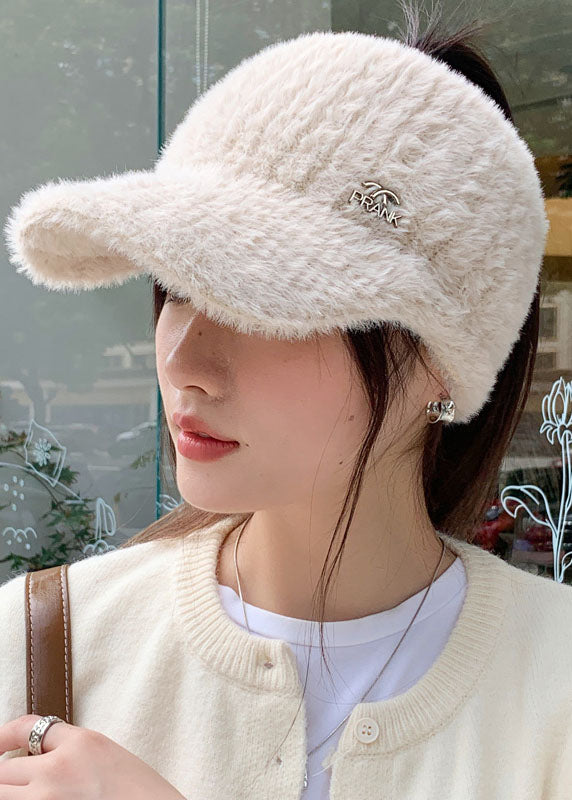 Handmade Warm Fleece Knitted Cotton Pink Baseball Cap Hat