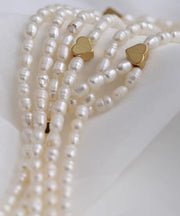 Handmade White Alloy Pearl Beading Graduated Bead Necklace