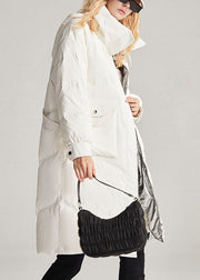 Handmade White hooded removable Stand Collar fashion Winter Duck Down Coat