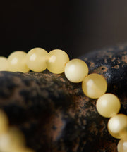 Handmade Yellow Jade Beeswax Beading Tassel Pendant Necklace