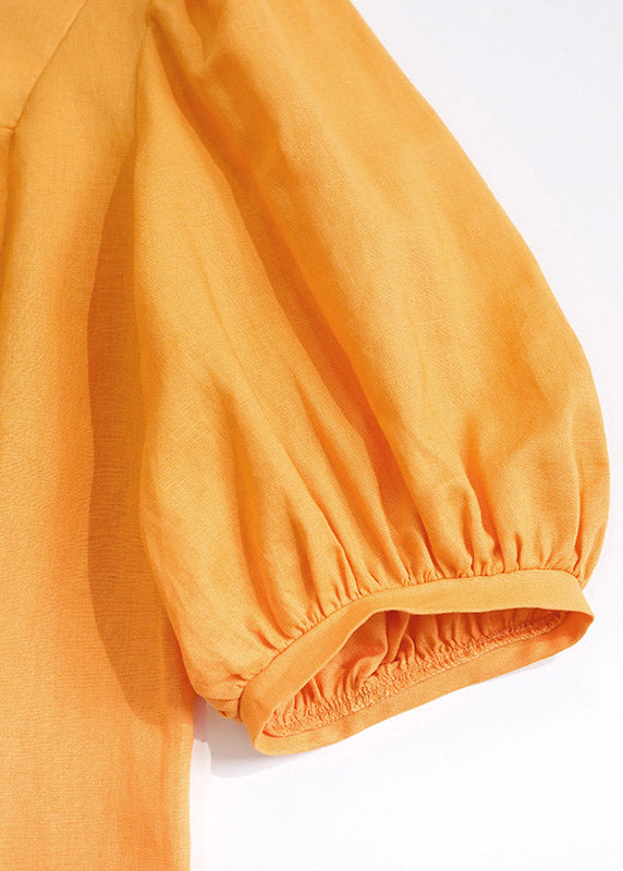 Handmade Yellow Patchwork Mid Dresses Summer