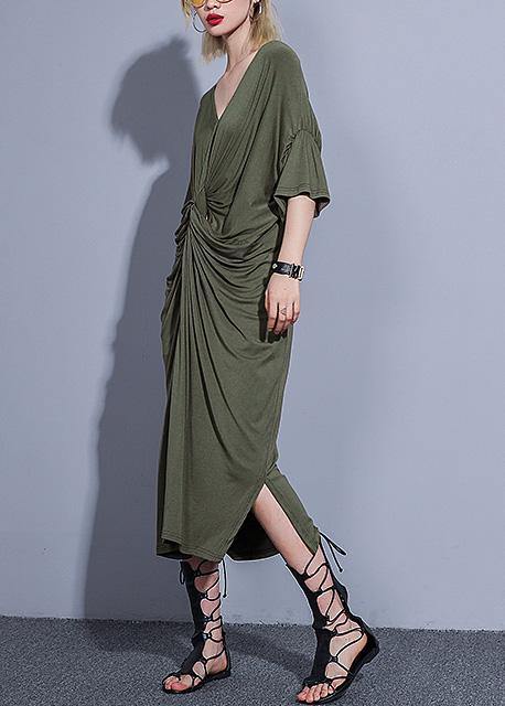 Handmade arm green cotton clothes For Women two ways to wear  Kaftan summer Dress - SooLinen