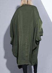 Handmade arm green cotton clothes batwing sleeve A Line summer Dress - SooLinen