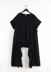 Handmade asymmetric tops and wide leg pants cotton 18th Century design black loose Summer - SooLinen