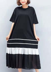Handgefertigte Kleiderschränke aus schwarzer Baumwolle in Übergröße Fotografie-Patchwork Cinched Shift Sommerkleider