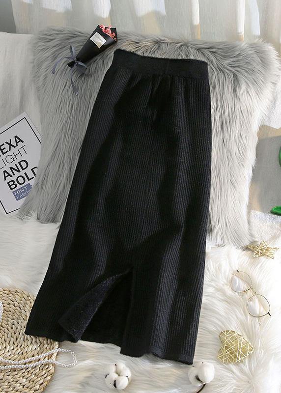Handmade black quilting dresses alphabet elastic waist Dress - SooLinen