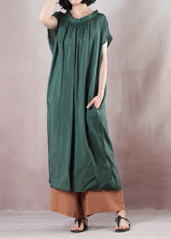Handmade blackish green cotton Wardrobes Cinched Art summer Dress - SooLinen