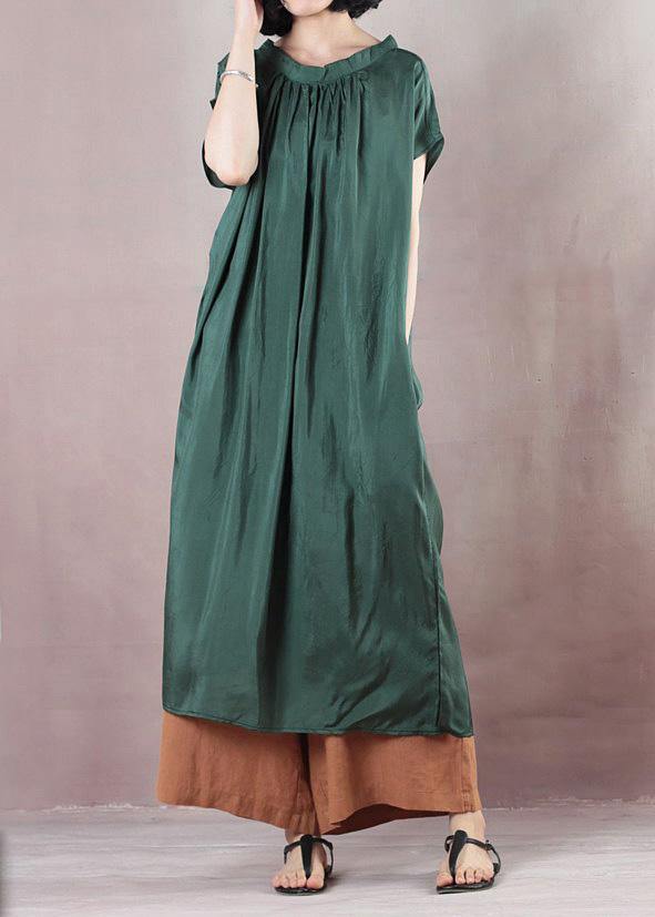 Handmade blackish green cotton Wardrobes Cinched Art summer Dress - SooLinen