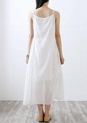 Handmade cotton outfit Metropolitan Museum Cotton Linen Round Neck Asymmetrical Slip Dress - SooLinen