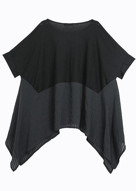 Handmade cotton shirts women stylish Summer Patchwork Batwing Sleeve Casual Blouse - SooLinen