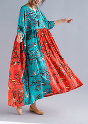 Handmade floral linen Soft Surroundings Women pattern o neck patchwork cotton Summer Dress