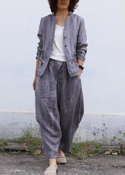 Handmade gray linen tunic pattern Cinched Knee fall blouse - SooLinen