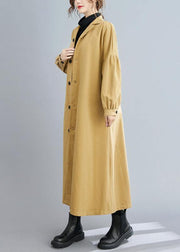 Handmade khaki Fashion casual coats women Sleeve lapel Button Down coats - SooLinen