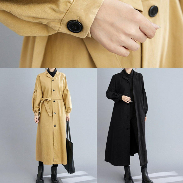 Handmade khaki Fashion casual coats women Sleeve lapel Button Down coats - SooLinen
