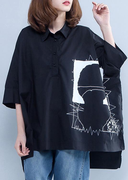 Handmade lapel cotton tunic plus size Fashion Ideas black box blouses Summer