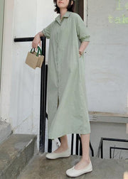 Handmade light green cotton Wardrobes back open long summer Dresses - SooLinen
