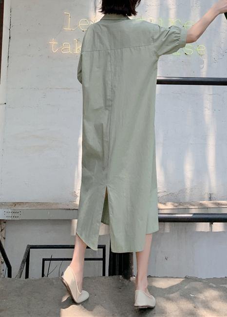 Handmade light green cotton Wardrobes back open long summer Dresses - SooLinen