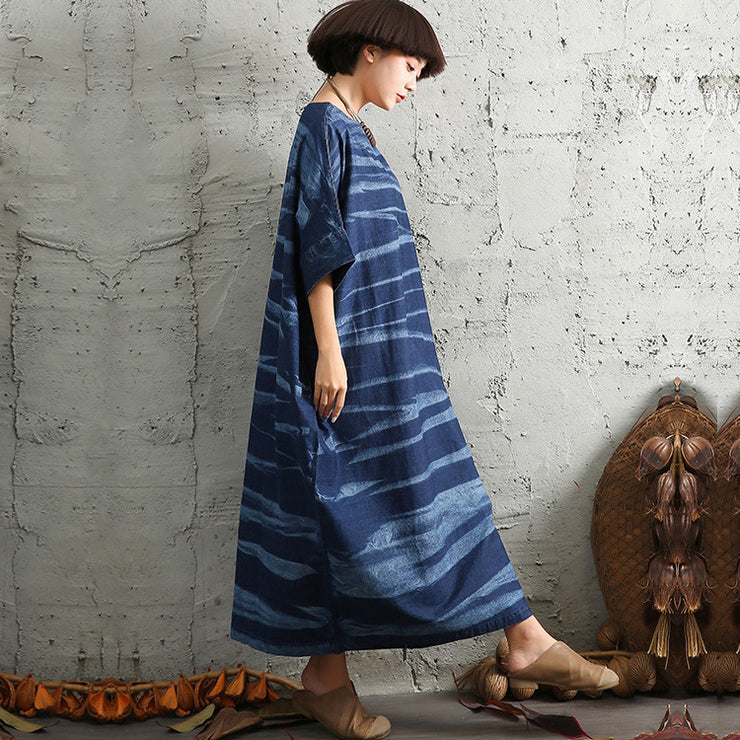 Handgemachtes Chiffon-Kleid Pakistanisches lockeres Damen-Rundhals-Kurzarmkleid