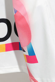 Handgemachte O-Ausschnitt Cotton Drops Design Shape weiß bedruckte Midikleider Sommer