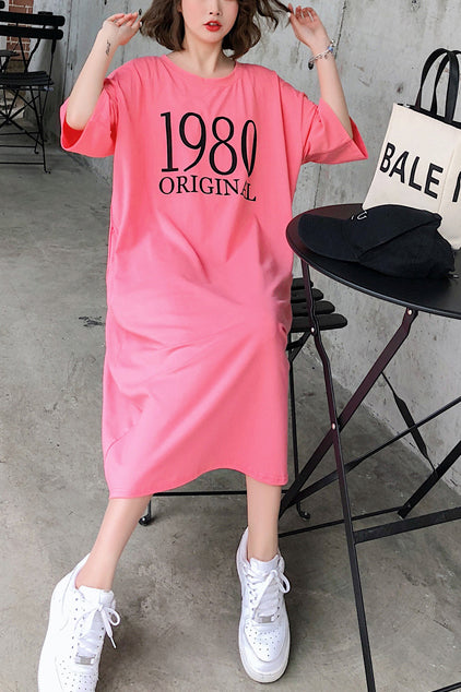 Handmade o neck Half sleeve cotton clothes For Women 2019 Outfits rose print long Dress Summer