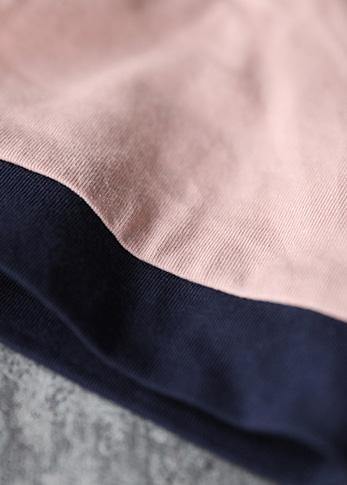 Handmade pink cotton tunic top o neck short sleeve summer tops - SooLinen