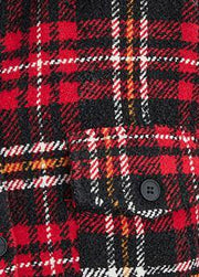 Handmade red plaid Fine for women Neckline lapel Button Down outwears - SooLinen