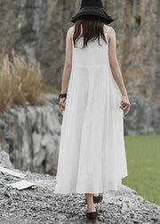 Handmade sleeveless linen dress Cotton white Dress summer - SooLinen