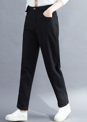 Handmade spring wild trousers oversize black Gifts pockets pants - SooLinen
