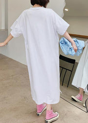 Handmade white Cartoon anime print dress o neck Robe Dresses - SooLinen