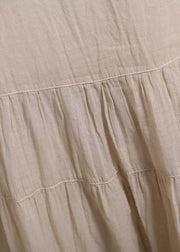 Handmade white big hem cotton linen Robes Cinched waist Maxi summer Dresses - SooLinen